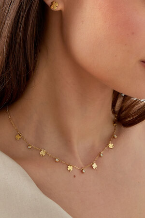 Charm-Halskette mit Kleeblatt und Diamanten – Gold  h5 Bild3
